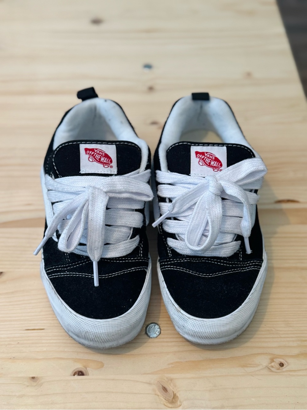 Unisex Vans Black and White Low-Top Skate Sneakers